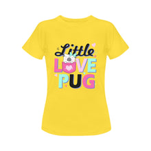 Load image into Gallery viewer, Little Love Pug Women&#39;s Cotton T-Shirt-Apparel-Apparel, Pug, Shirt, T Shirt-Yellow-Small-3