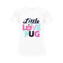 Load image into Gallery viewer, Little Love Pug Women&#39;s Cotton T-Shirt-Apparel-Apparel, Pug, Shirt, T Shirt-White-Small-2