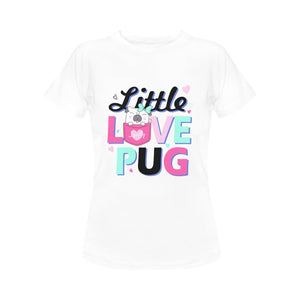 Little Love Pug Women's Cotton T-Shirt-Apparel-Apparel, Pug, Shirt, T Shirt-White-Small-2