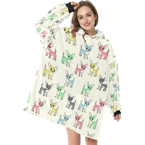 Multicolor Chihuahuas Love Blanket Hoodie for Women-Apparel-Apparel, Blankets-2