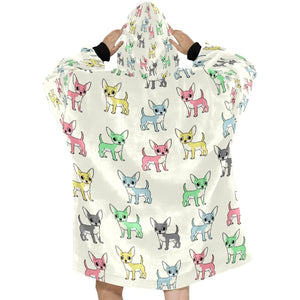Multicolor Chihuahuas Love Blanket Hoodie for Women-Apparel-Apparel, Blankets-4