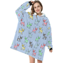 Load image into Gallery viewer, Multicolor Chihuahuas Love Blanket Hoodie for Women - 4 Colors-Apparel-Apparel, Blankets, Chihuahua-Light Blue-5