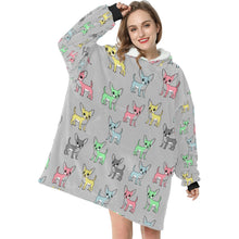 Load image into Gallery viewer, Multicolor Chihuahuas Love Blanket Hoodie for Women - 4 Colors-Apparel-Apparel, Blankets, Chihuahua-Silver-7