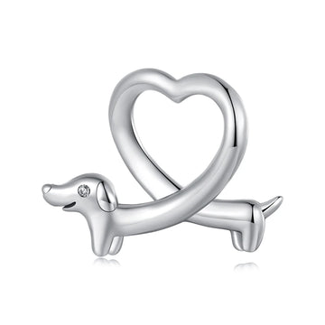 My Dachshund My Heart Sterling Silver Charm Bead 360x