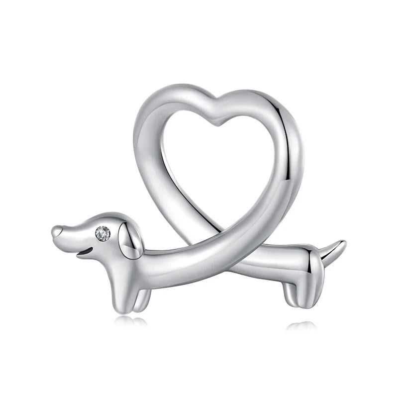 My Dachshund My Heart Sterling Silver Charm Bead