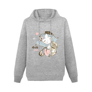 My Little Friend Women's Cotton Fleece Pug Hoodie Sweatshirt-Apparel-Apparel, Hoodie, Pug, Sweatshirt-Gray-XS-1