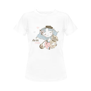My Little Friend Women's Cotton Pug T-Shirt-Apparel-Apparel, Pug, Shirt, T Shirt-White-Small-2