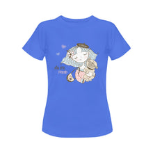 Load image into Gallery viewer, My Little Friend Women&#39;s Cotton Pug T-Shirt-Apparel-Apparel, Pug, Shirt, T Shirt-Blue-Small-1