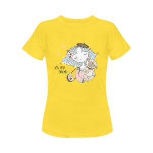 My Little Friend Women's Cotton Pug T-Shirt-Apparel-Apparel, Pug, Shirt, T Shirt-Yellow-Small-4