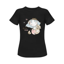 Load image into Gallery viewer, My Little Friend Women&#39;s Cotton Pug T-Shirt-Apparel-Apparel, Pug, Shirt, T Shirt-Black-Small-3