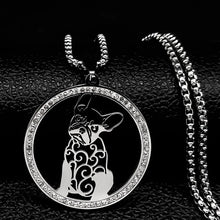 Load image into Gallery viewer, Paw-sitively Cute French Bulldog Crystal Necklace – Silver-Tone Gift-a 50cm BOX SR-1