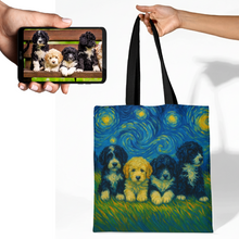 Load image into Gallery viewer, Personalized Starry Night Artwork Portuguese Water Dog Canvas Tote Bags-Accessories-Accessories,Bags,Dog Mom Gifts,Personalize Artwork,Portuguese Water Dog-1