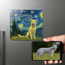 Load image into Gallery viewer, Personalized Starry Night Artwork — White Swiss Shepherd Fridge Magnet-Home Decor-Dog Dad Gifts,Dog Memorial Gifts,Dog Mom Gifts,Home Decor,Personalize Artwork,White Swiss Shepherd-1