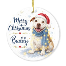 Load image into Gallery viewer, Pit Bull Dog Ornament - Watercolor Artwork Merry Christmas Design - Personalized with Name-Christmas Ornament-Christmas,Personalize Artwork,Pit Bull-3
