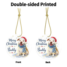 Load image into Gallery viewer, Pit Bull Dog Ornament - Watercolor Artwork Merry Christmas Design - Personalized with Name-Christmas Ornament-Christmas,Personalize Artwork,Pit Bull-4