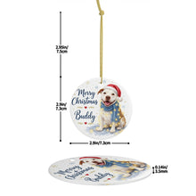 Load image into Gallery viewer, Pit Bull Dog Ornament - Watercolor Artwork Merry Christmas Design - Personalized with Name-Christmas Ornament-Christmas,Personalize Artwork,Pit Bull-5