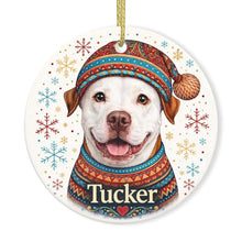 Load image into Gallery viewer, Pit Bull Ornament - Christmas Folk Art Design - Personalize with Photo and Name