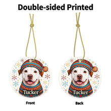 Load image into Gallery viewer, Pit Bull Ornament - Christmas Folk Art Design - Personalize with Photo and Name