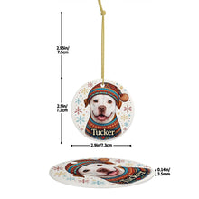 Load image into Gallery viewer, Pit Bull Ornament - Christmas Folk Art Design - Personalize with Photo and Name