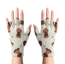 Load image into Gallery viewer, Playful Doodle Touch Screen Gloves-Accessories-Accessories,Dog Dad Gifts,Dog Mom Gifts,Doodle,Gloves-White-Fingerless Gloves-2