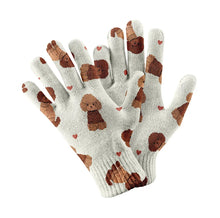 Load image into Gallery viewer, Playful Poodles in Christmas Touch Screen Gloves-Accessories-Accessories, Dog Dad Gifts, Dog Mom Gifts, Gloves, Poodle-White-1