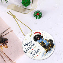 Load image into Gallery viewer, Poodle Dog Ornament - Watercolor Artwork Merry Christmas Design - Personalized with Name-Christmas Ornament-Christmas,Personalize Artwork,Poodle-6