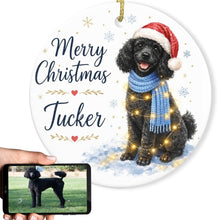 Load image into Gallery viewer, Poodle Dog Ornament - Watercolor Artwork Merry Christmas Design - Personalized with Name-Christmas Ornament-Christmas,Personalize Artwork,Poodle-1