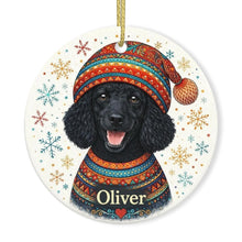 Load image into Gallery viewer, Poodle Ornament - Christmas Folk Art Design - Personalize with Photo and Name