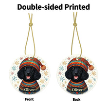 Load image into Gallery viewer, Poodle Ornament - Christmas Folk Art Design - Personalize with Photo and Name