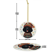 Load image into Gallery viewer, Poodle Ornament - Christmas Folk Art Design - Personalize with Photo and Name