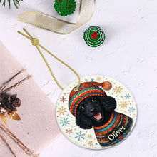 Load image into Gallery viewer, Poodle Ornament - Christmas Folk Art Design - Personalize with Photo and Name