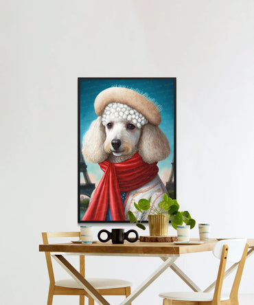 Poodle Wall Art - Parisian Fantasy White Poodle Wall Art Poster