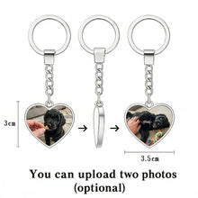 Load image into Gallery viewer, Personalized Portuguese Water Dog Keychain - Heart Shaped - Double-Sided Glass-Key Chain-Accessories,Keychain,Portuguese Water Dog,Upload Photo-2