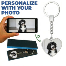 Load image into Gallery viewer, Personalized Portuguese Water Dog Keychain - Heart Shaped - Double-Sided Glass-Key Chain-Accessories,Keychain,Portuguese Water Dog,Upload Photo-1