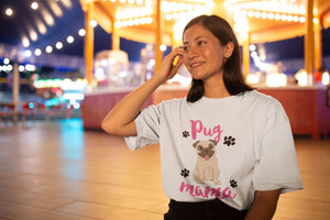 Proud Pug Mama Women's Cotton T-Shirt - 5 Colors-Apparel-Apparel, Pug, Shirt, T Shirt-White-Small-2