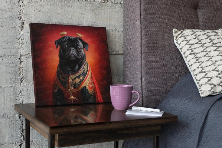 Chinese Emperor Black Pug Wall Art Poster-Art-Dog Art, Home Decor, Poster, Pug, Pug - Black-1