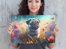 Load image into Gallery viewer, Dreamy Pug in Floral Elegance Wall Art Poster-Art-Dog Art, Home Decor, Poster, Pug-1