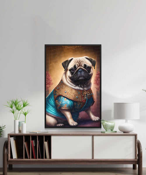 Chinese Aristocracy Fawn Pug Wall Art Poster