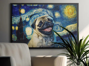 Starry Night Serenade Pug Wall Art Poster-Art-Dog Art, Dog Dad Gifts, Dog Mom Gifts, Home Decor, Poster, Pug-2