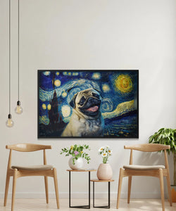 Starry Night Serenade Pug Wall Art Poster-Art-Dog Art, Dog Dad Gifts, Dog Mom Gifts, Home Decor, Poster, Pug-3