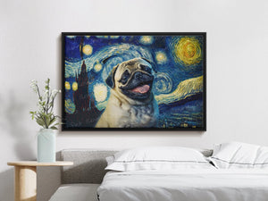 Starry Night Serenade Pug Wall Art Poster-Art-Dog Art, Dog Dad Gifts, Dog Mom Gifts, Home Decor, Poster, Pug-4