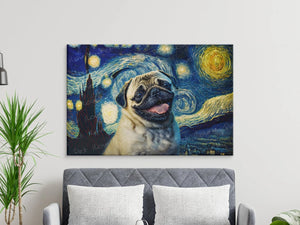 Starry Night Serenade Pug Wall Art Poster-Art-Dog Art, Dog Dad Gifts, Dog Mom Gifts, Home Decor, Poster, Pug-7