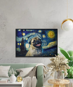 Starry Night Serenade Pug Wall Art Poster-Art-Dog Art, Dog Dad Gifts, Dog Mom Gifts, Home Decor, Poster, Pug-6