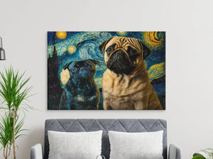 Galaxy Guardians Fawn and Black Pug Wall Art Poster-Art-Dog Art, Dog Dad Gifts, Dog Mom Gifts, Home Decor, Poster, Pug, Pug - Black-7