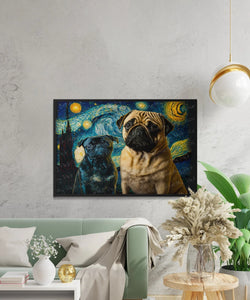 Galaxy Guardians Fawn and Black Pug Wall Art Poster-Art-Dog Art, Dog Dad Gifts, Dog Mom Gifts, Home Decor, Poster, Pug, Pug - Black-6