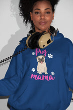 Load image into Gallery viewer, Pug Mama Women&#39;s Cotton Fleece Hoodie Sweatshirt - 4 Colors-Apparel-Apparel, Hoodie, Pug, Sweatshirt-Navy Blue-XS-1