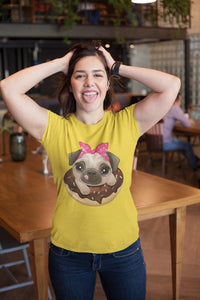 Pug and Donut Love Women's Cotton T-Shirts - 5 Colors-Apparel-Apparel, Pug, Shirt, T Shirt-2
