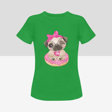 Load image into Gallery viewer, Pug of Tea Women&#39;s Cotton T-Shirt-Apparel-Apparel, Pug, Shirt, T Shirt-Green-Small-5
