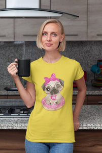 Pug of Tea Women's Cotton T-Shirt - 5 Colors-Apparel-Apparel, Pug, Shirt, T Shirt-2