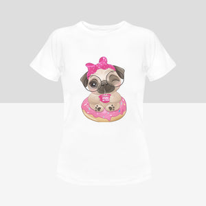 Pug of Tea Women's Cotton T-Shirt-Apparel-Apparel, Pug, Shirt, T Shirt-White-Small-1